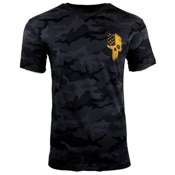 Howitzer Style Men's T-Shirt LIBERTY OR DEATH Black Camo Military Grunt - Picture 3 of 12